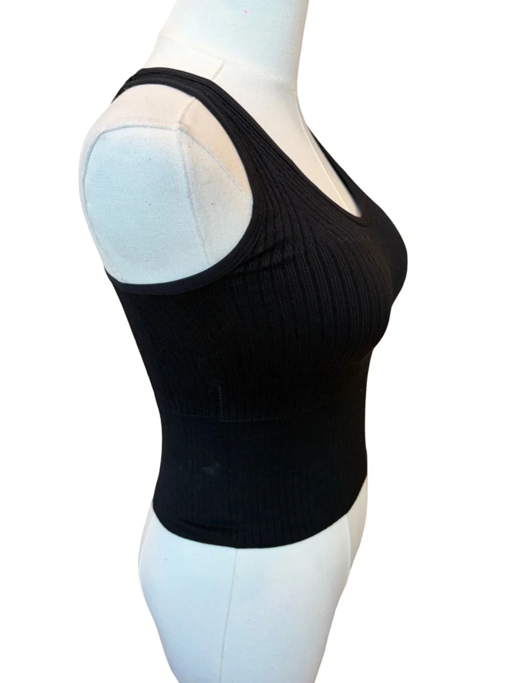 NWOT Black Ribbed Tank Top Padded Bralette Small - Picture 5 of 9